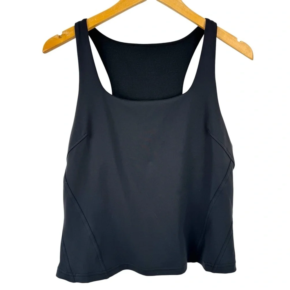 Lululemon InStill Tank Top Black Racerback Shelf Bra Square Neck Nulu Size 12